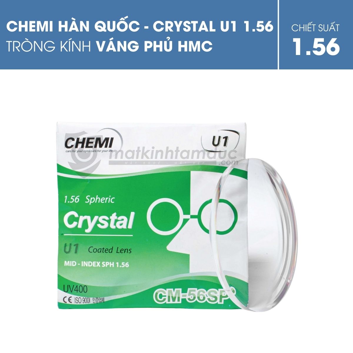 Tròng kính Chemi Crystal U1 Coated 1.56