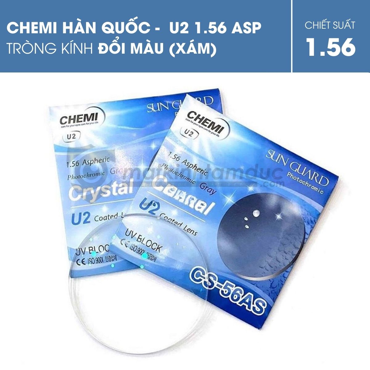 Tròng kính đổi màu Chemi U2 ASP Photogray (Xám) - Ảnh 4