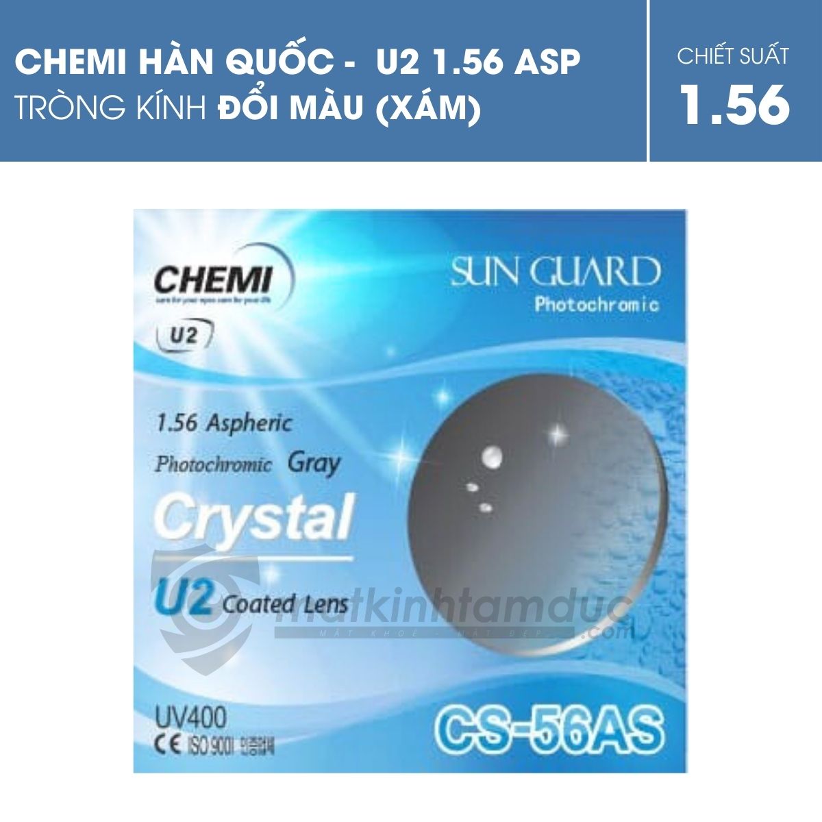 Tròng kính đổi màu Chemi U2 ASP Photogray (Xám) - Ảnh 2