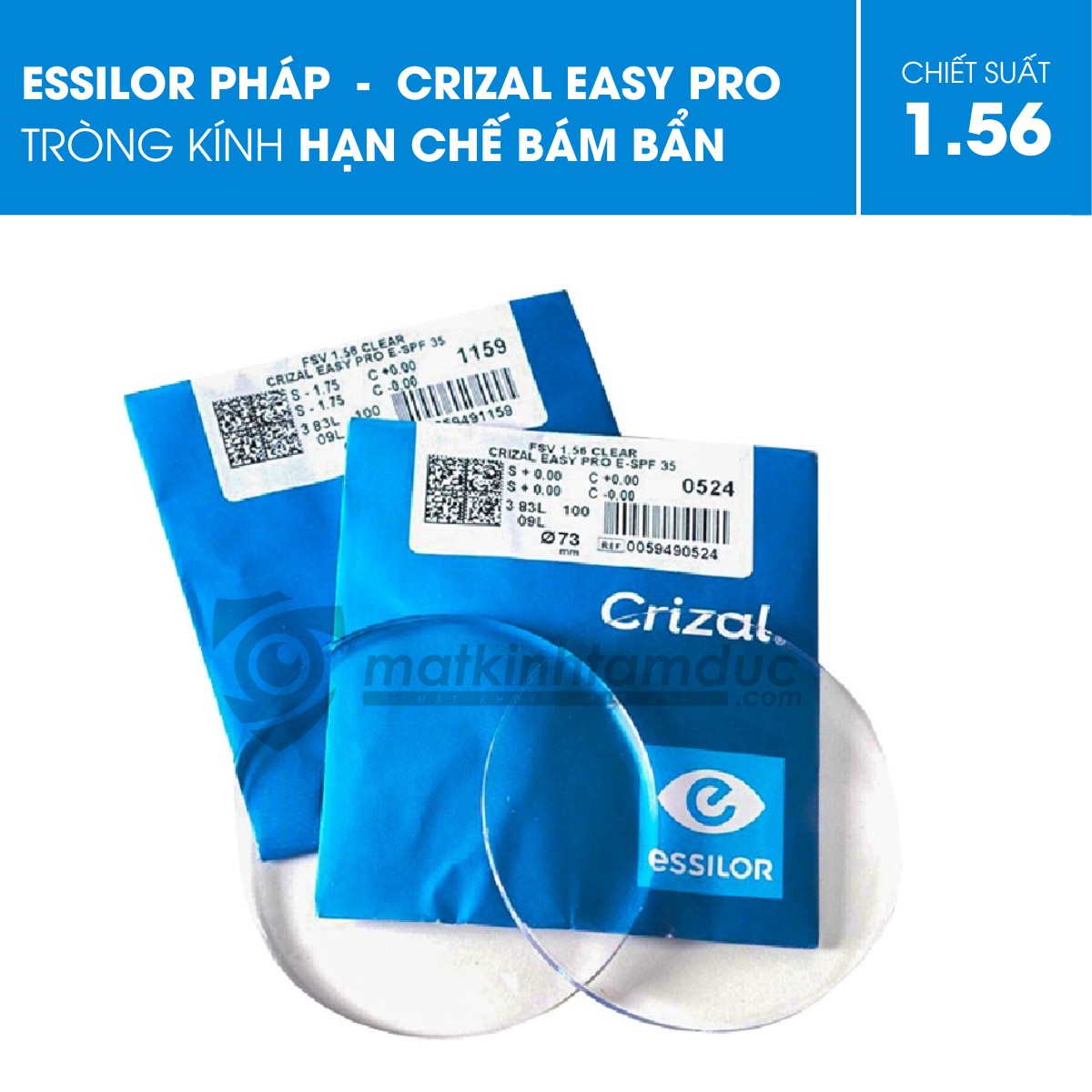 Tròng kính Essilor Crizal Easy Pro UV 1,56