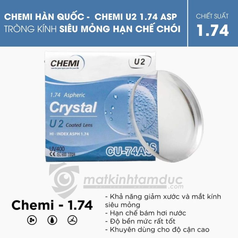 Tròng kính Chemi ASP Crystal U2 Coated 1.74 - Ảnh 2