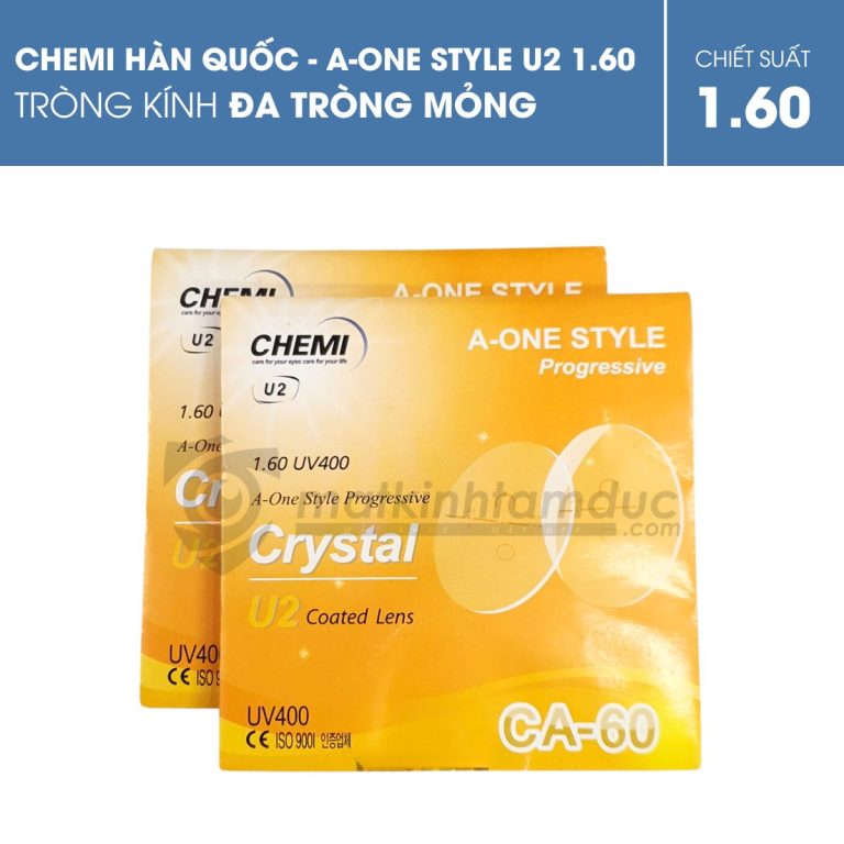 Tròng kính đa tròng Chemi UV400 A-One Style Crystal U2 Coated 1.60 - Ảnh 2