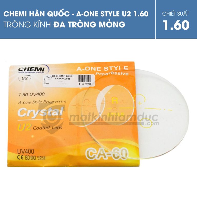 Tròng kính đa tròng Chemi UV400 A-One Style Crystal U2 Coated 1.60 - Ảnh 3