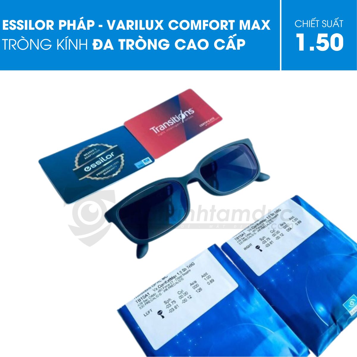 Kính đa tròng Essilor Varilux Comfort Max Váng Phủ Crizal Rock - Ảnh 5