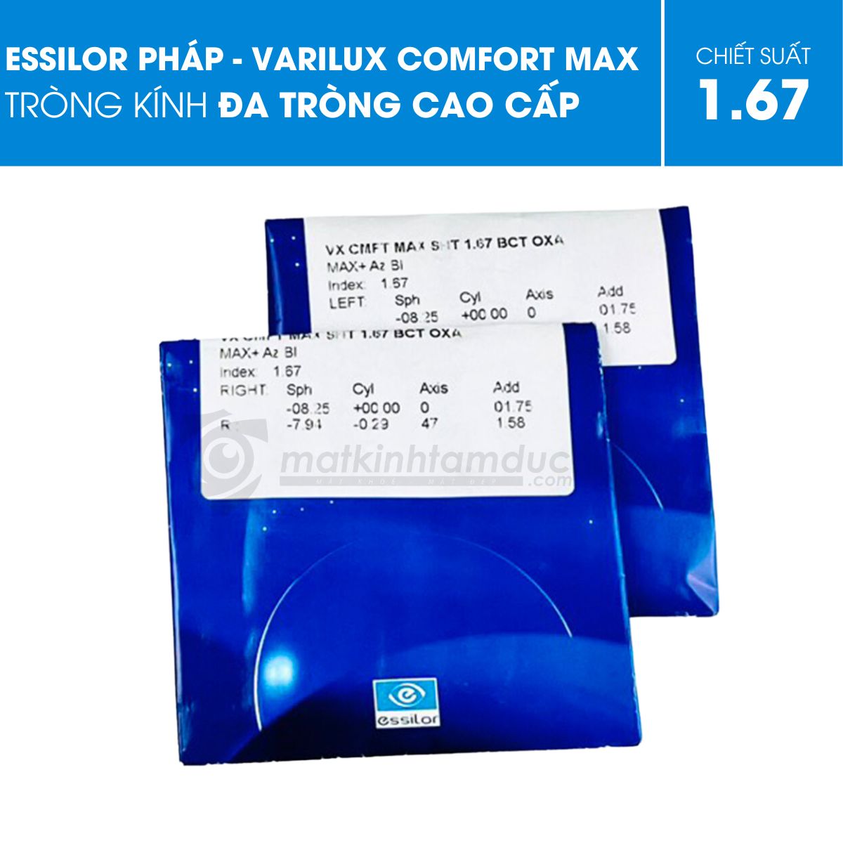 Kính đa tròng Essilor Varilux Comfort Max Váng Phủ Crizal Rock - Ảnh 8