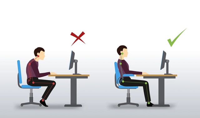 Điều chỉnh lại tư thế ngồi máy tính