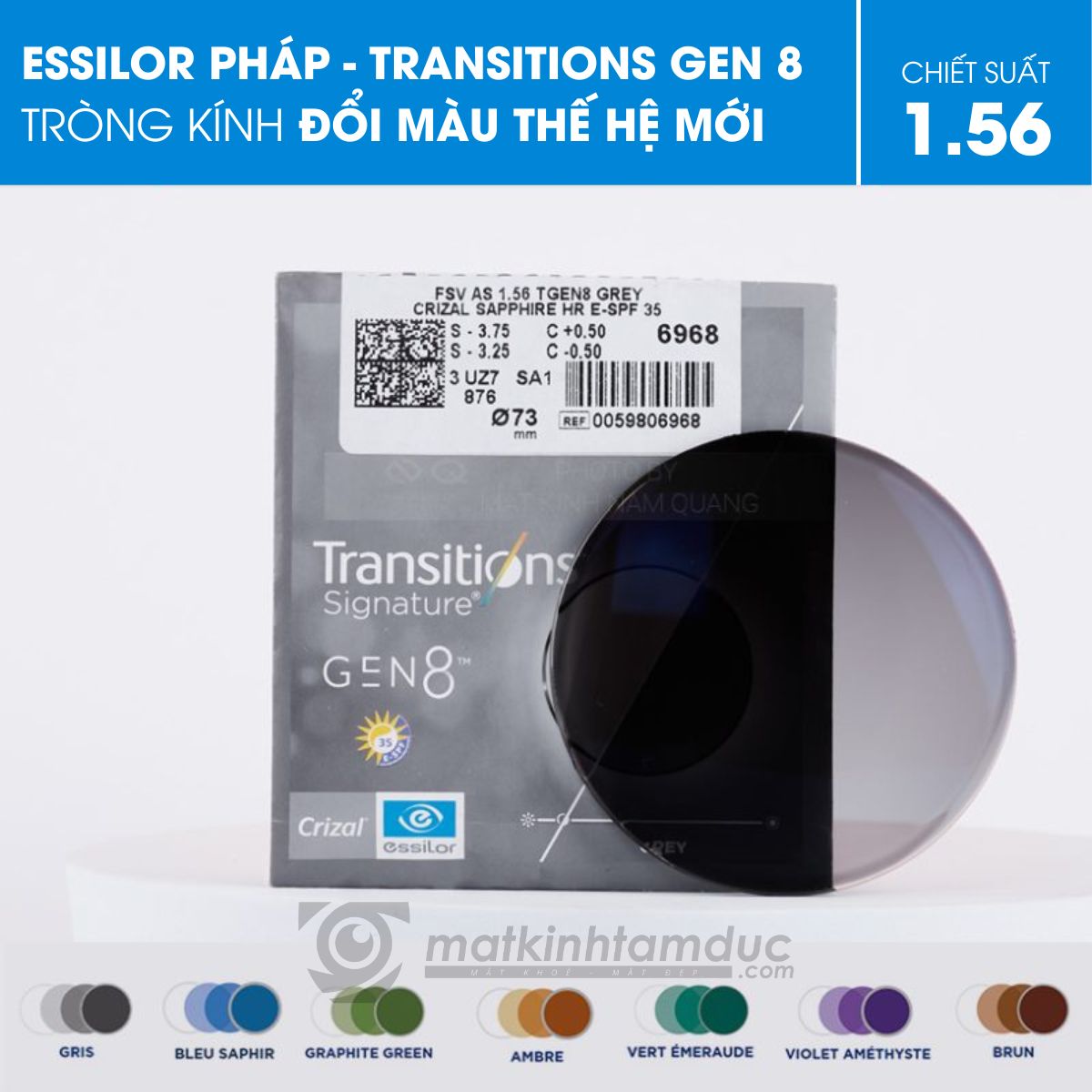 Tròng kính đổi màu Essilor Transitions Gen 8 - MAX AZ - Ảnh 3