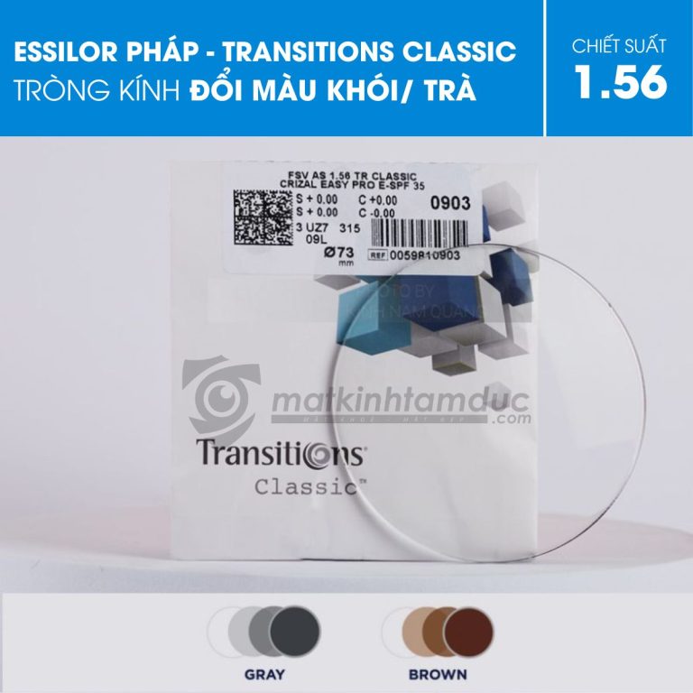 Tròng kính đổi màu Essilor Transitions Classic (Khói/Trà ) - Ảnh 8