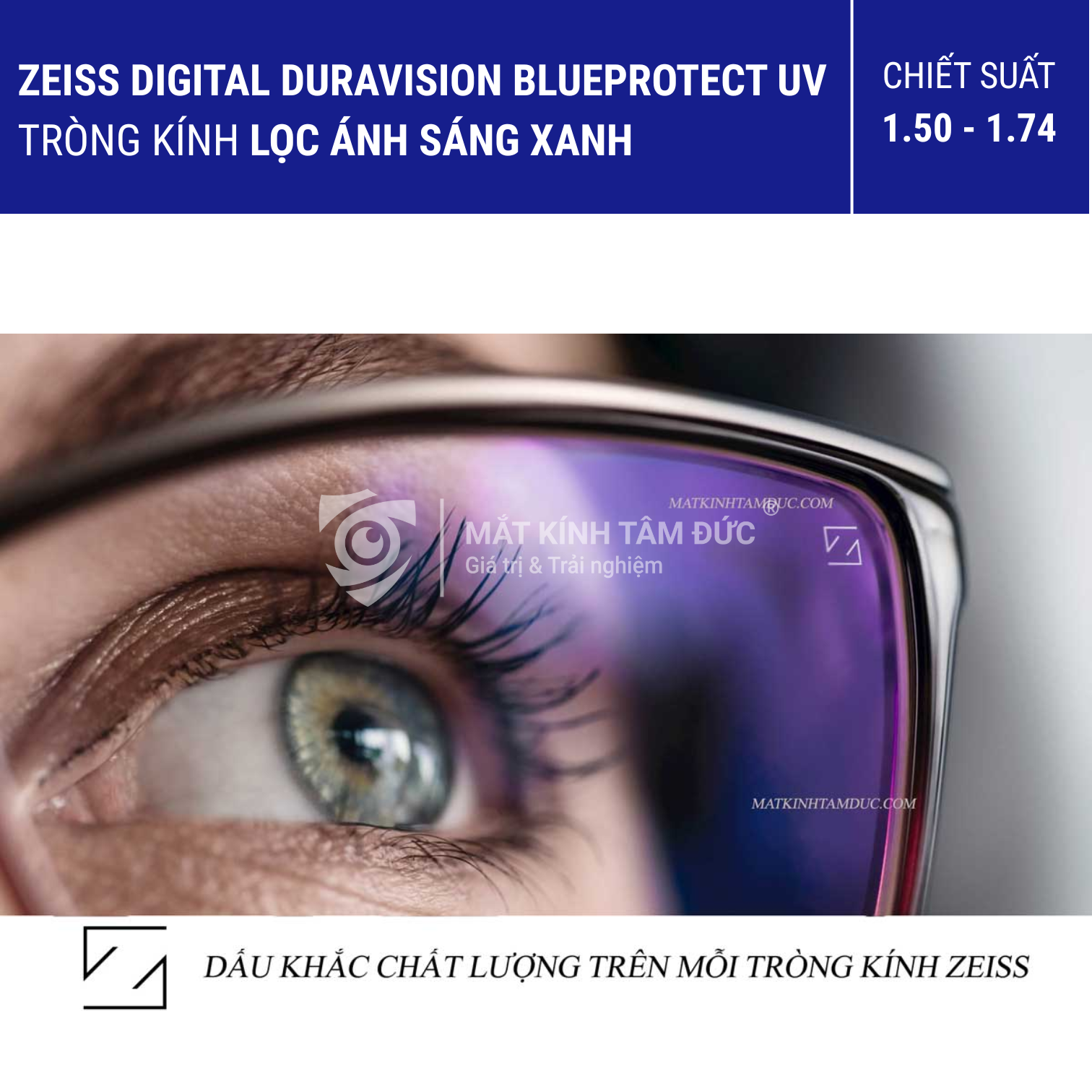 Zeiss Digital DuraVision BlueProtect UV- Tròng kính lọc ánh sáng xanh - Ảnh 1
