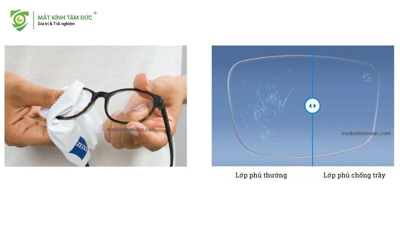 Tròng kính sử dụng lớp phủ chồng trầy xước