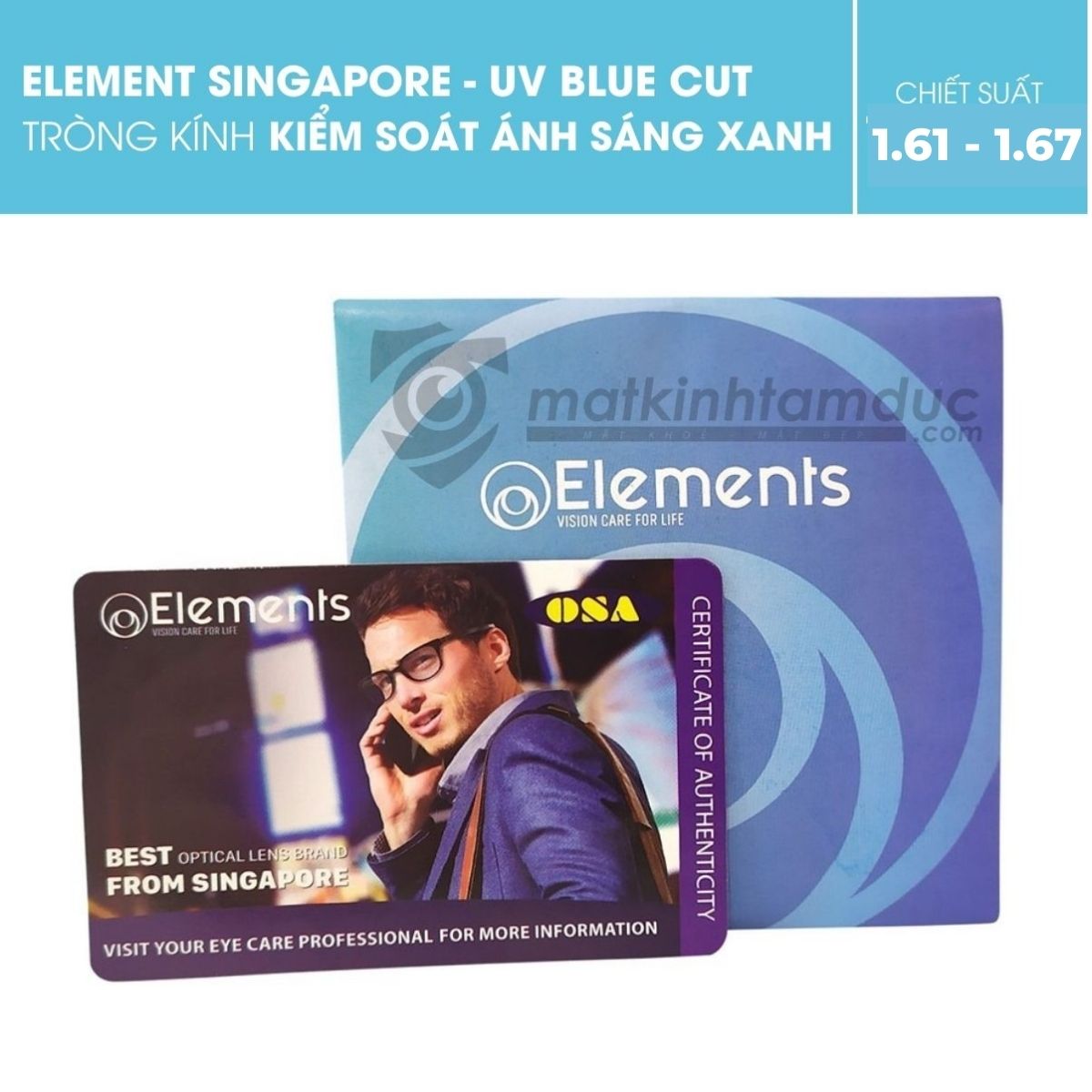 Tròng kính Elements Blue UV Cut - Ảnh 3