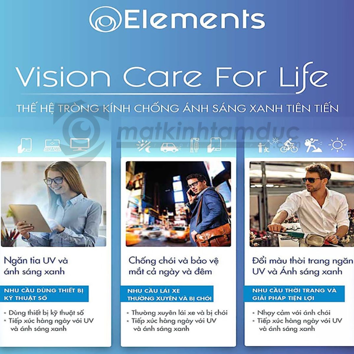 Tròng kính Elements Blue UV Cut Night AR - Ảnh 2