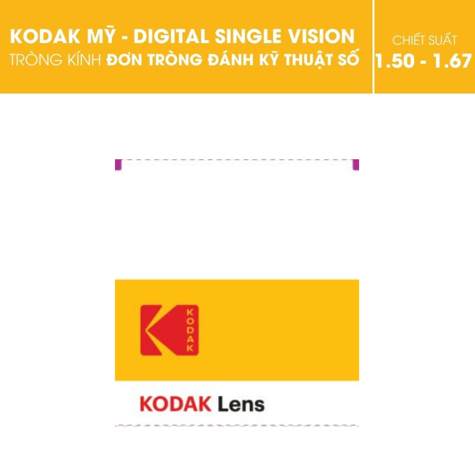 Tròng kính Kodak Digital Single Vision Lens - Đơn tròng đánh kỹ thuật số - Ảnh 1
