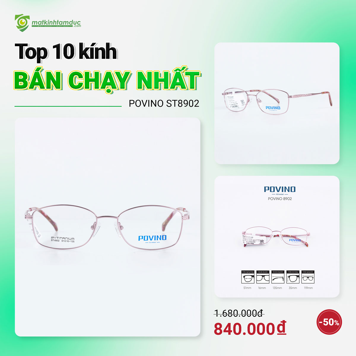 Gọng kính POVINO ST8902 - Ảnh 2
