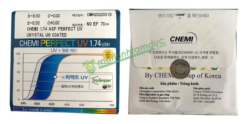 Hình ảnh bao bì chính hãng tròng kính Chemi