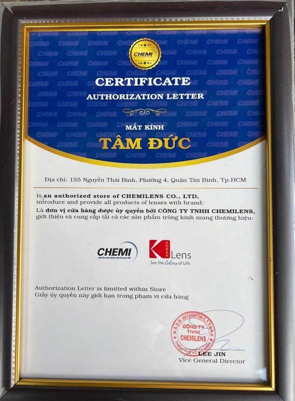 Giấy chứng nhận đại lí Chemi
