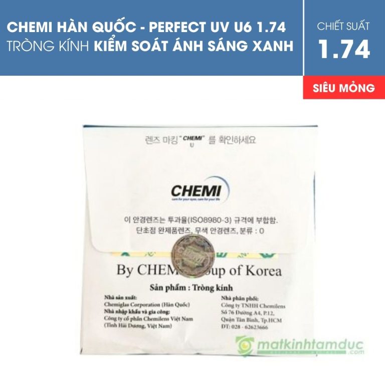 Tròng kính siêu mỏng kiểm soát ánh sáng xanh Chemi Perfect UV U6 1.74 - Ảnh 3