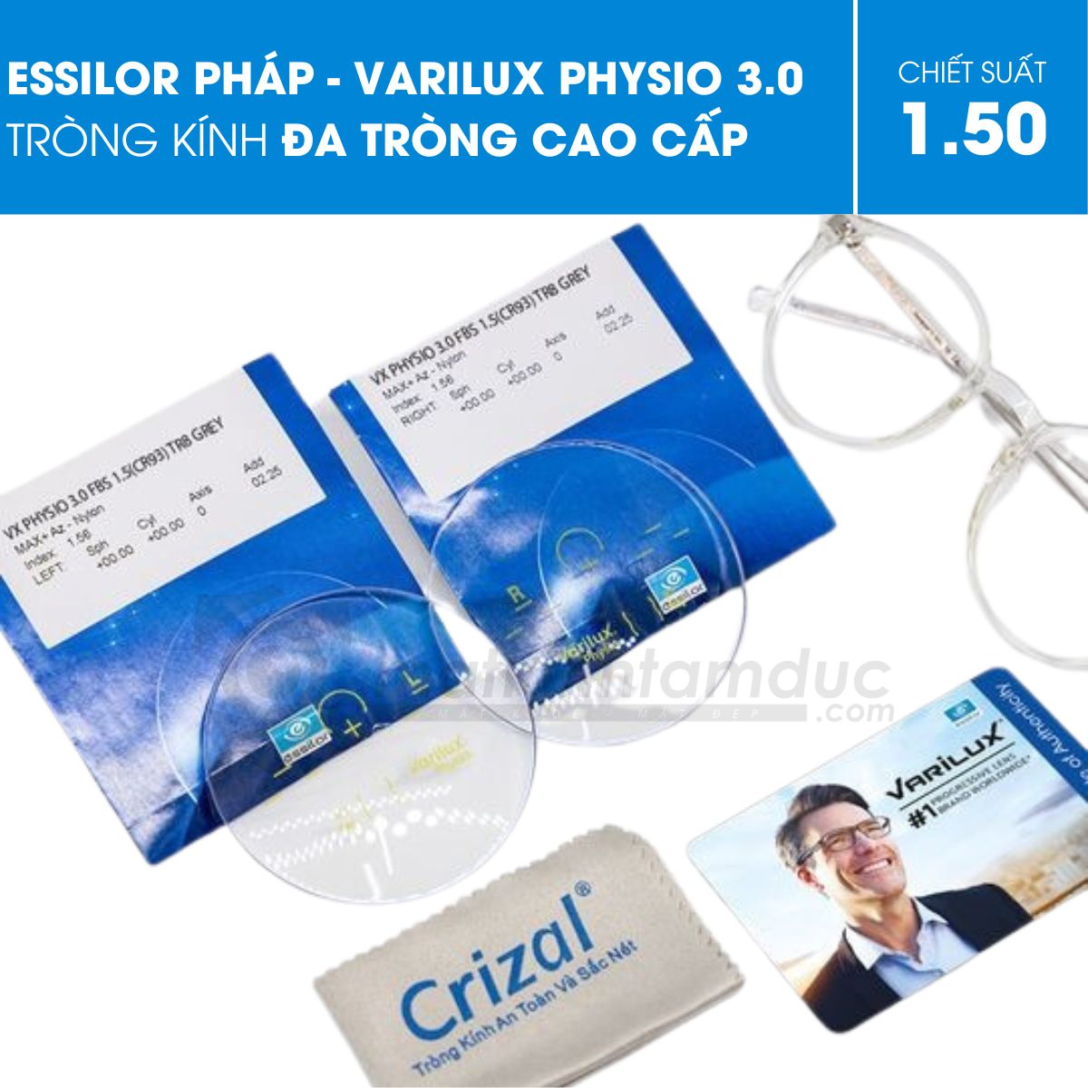Kính đa tròng Essilor Varilux Physio 3.0 Crizal Rock - Ảnh 1