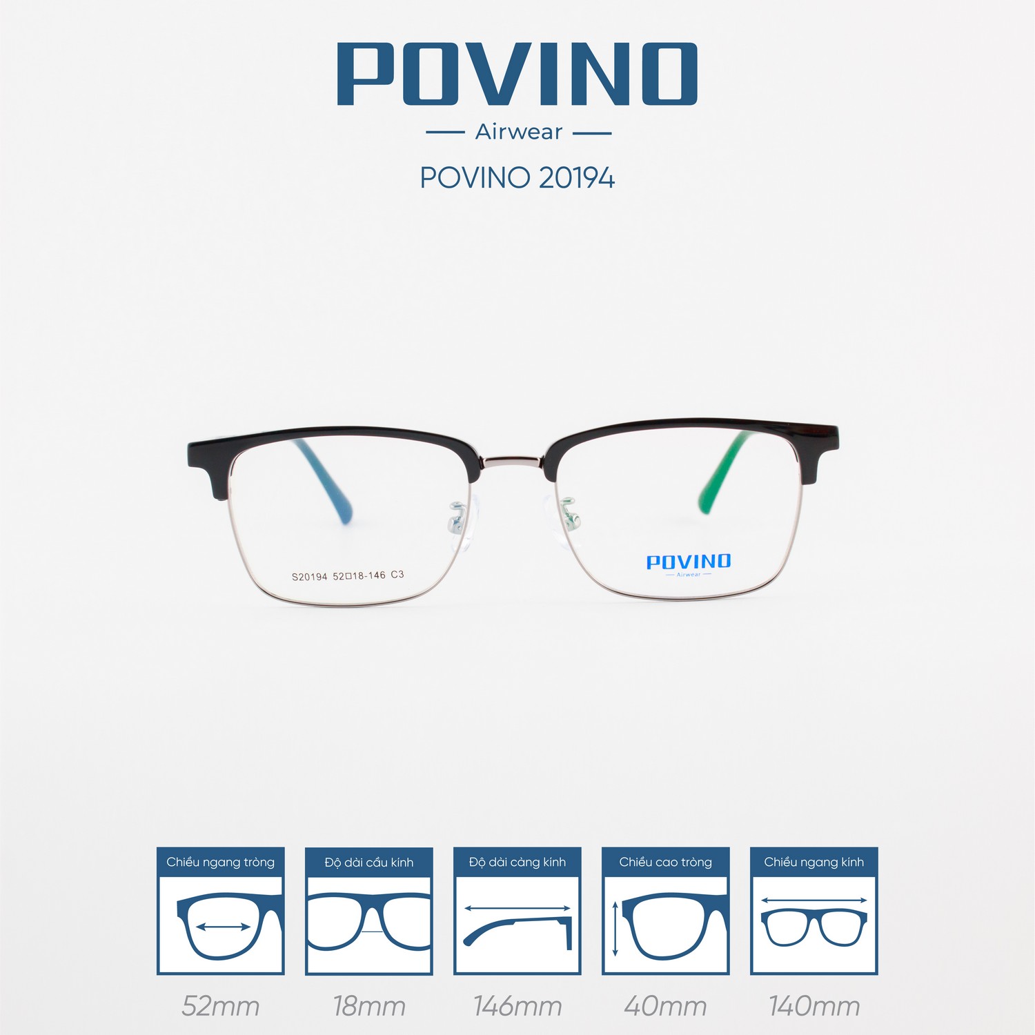 Gọng kính POVINO PO20194 - Ảnh 1