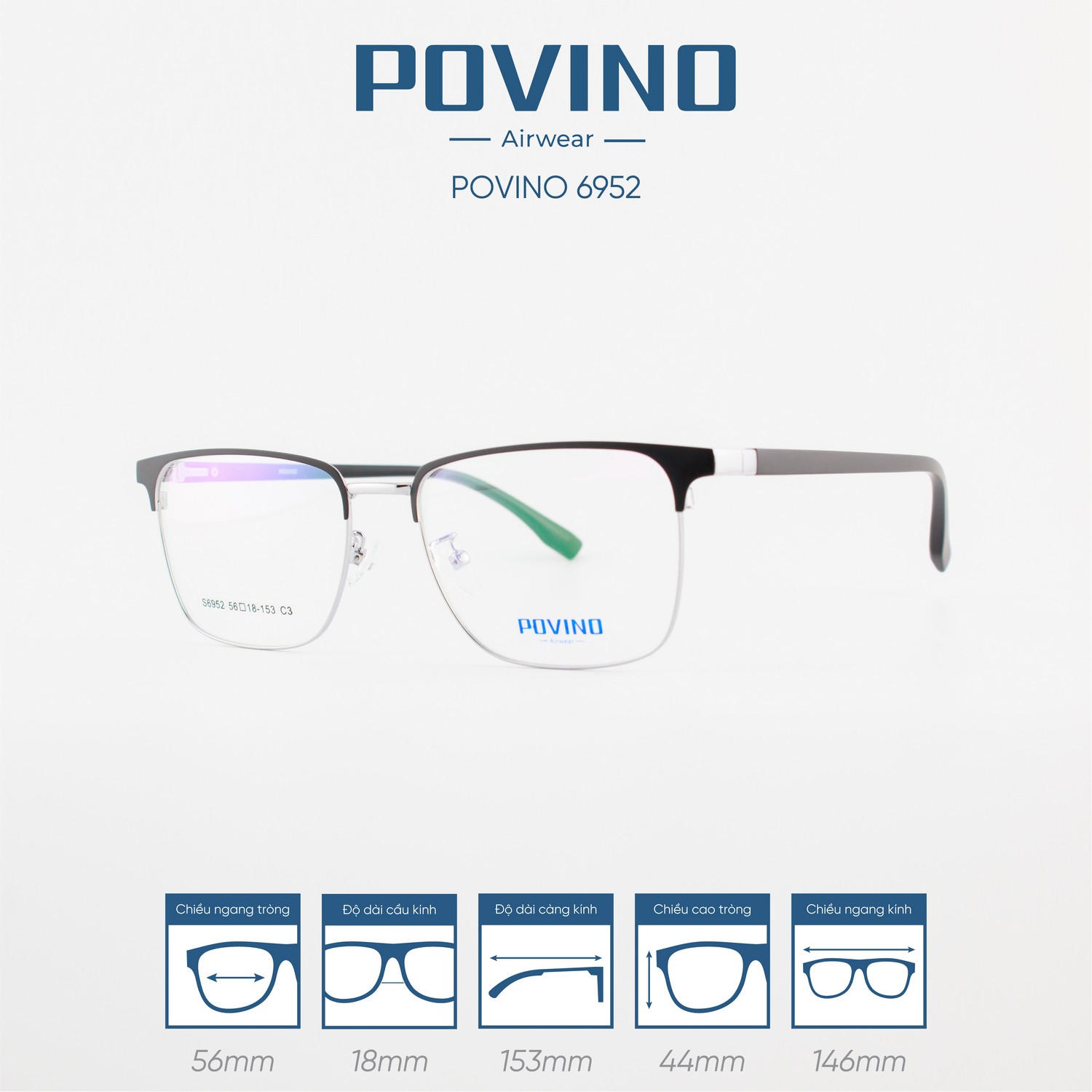 Gọng kính POVINO PO6952 - Ảnh 3