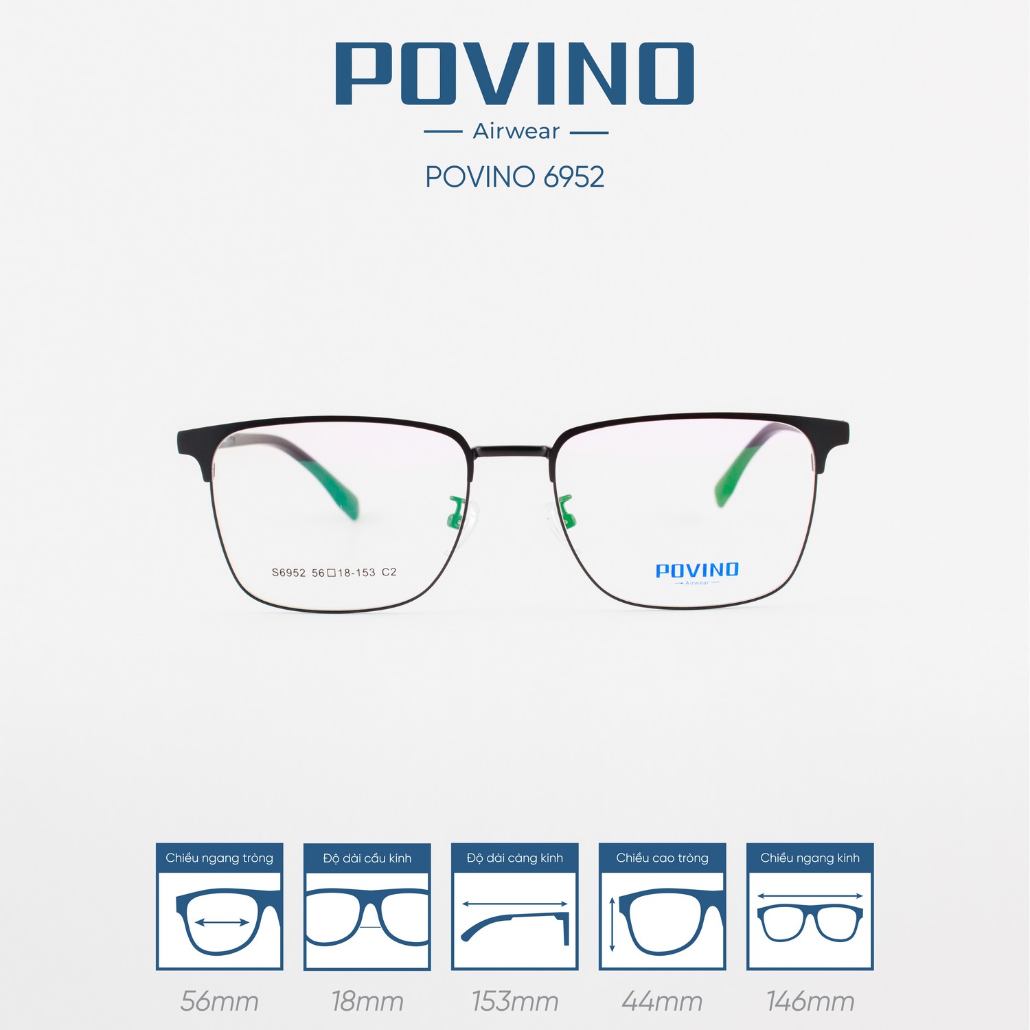 Gọng kính POVINO PO6952 - Ảnh 1