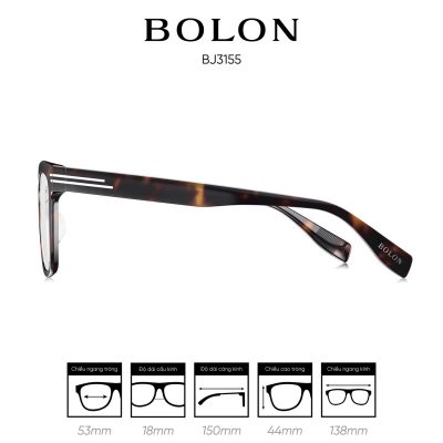 Gọng kính BOLON BJ3155 màu đen đồi mồi 