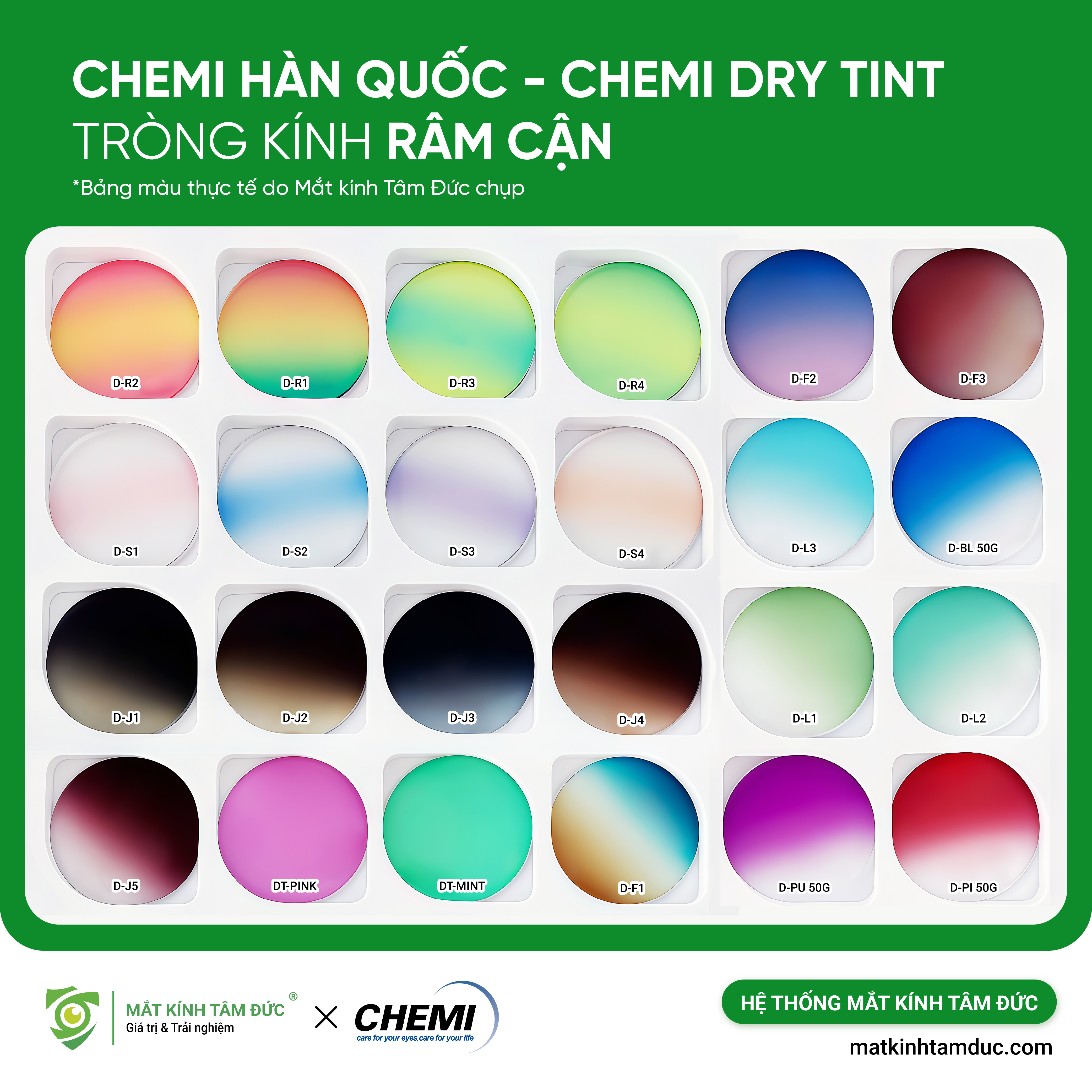 Tròng kính Râm Cận Chemi DryTin