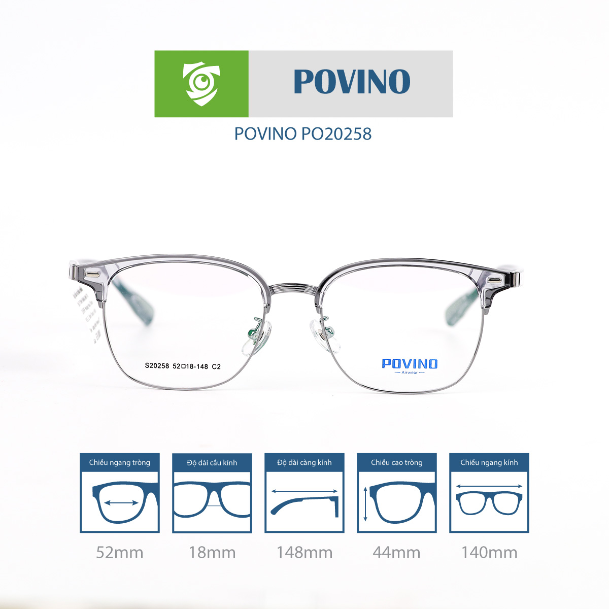Gọng kính POVINO PO20258 - Ảnh 1