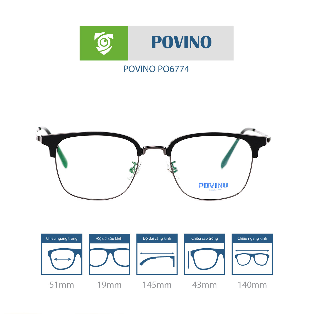 Gọng kính POVINO PO6774 - Ảnh 1