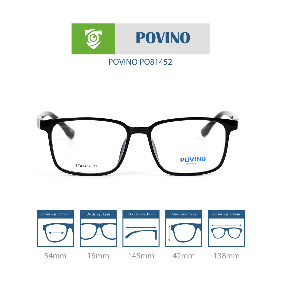 Gọng kính POVINO PO81452 - Ảnh 1