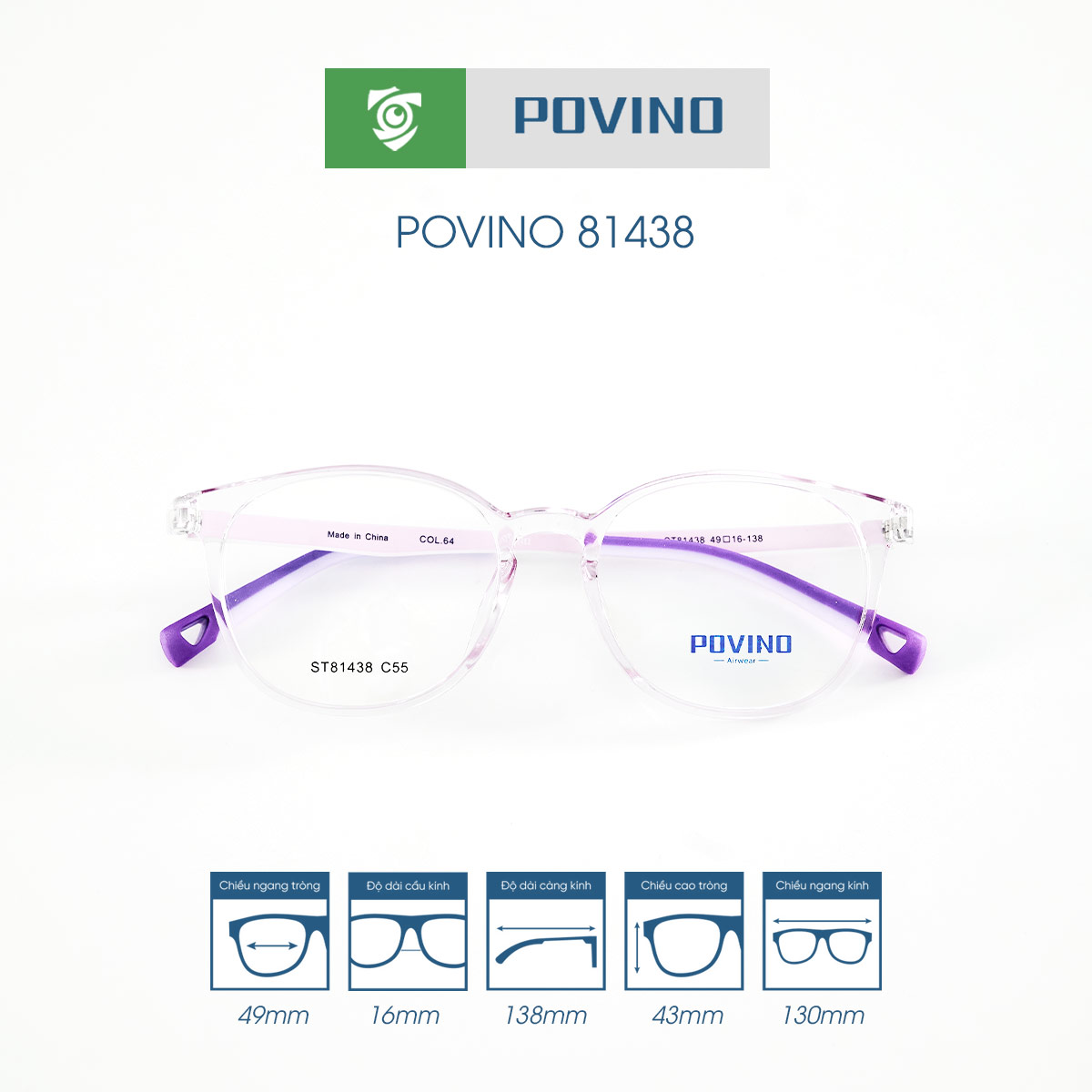 Gọng kính POVINO PO81438 - Ảnh 8