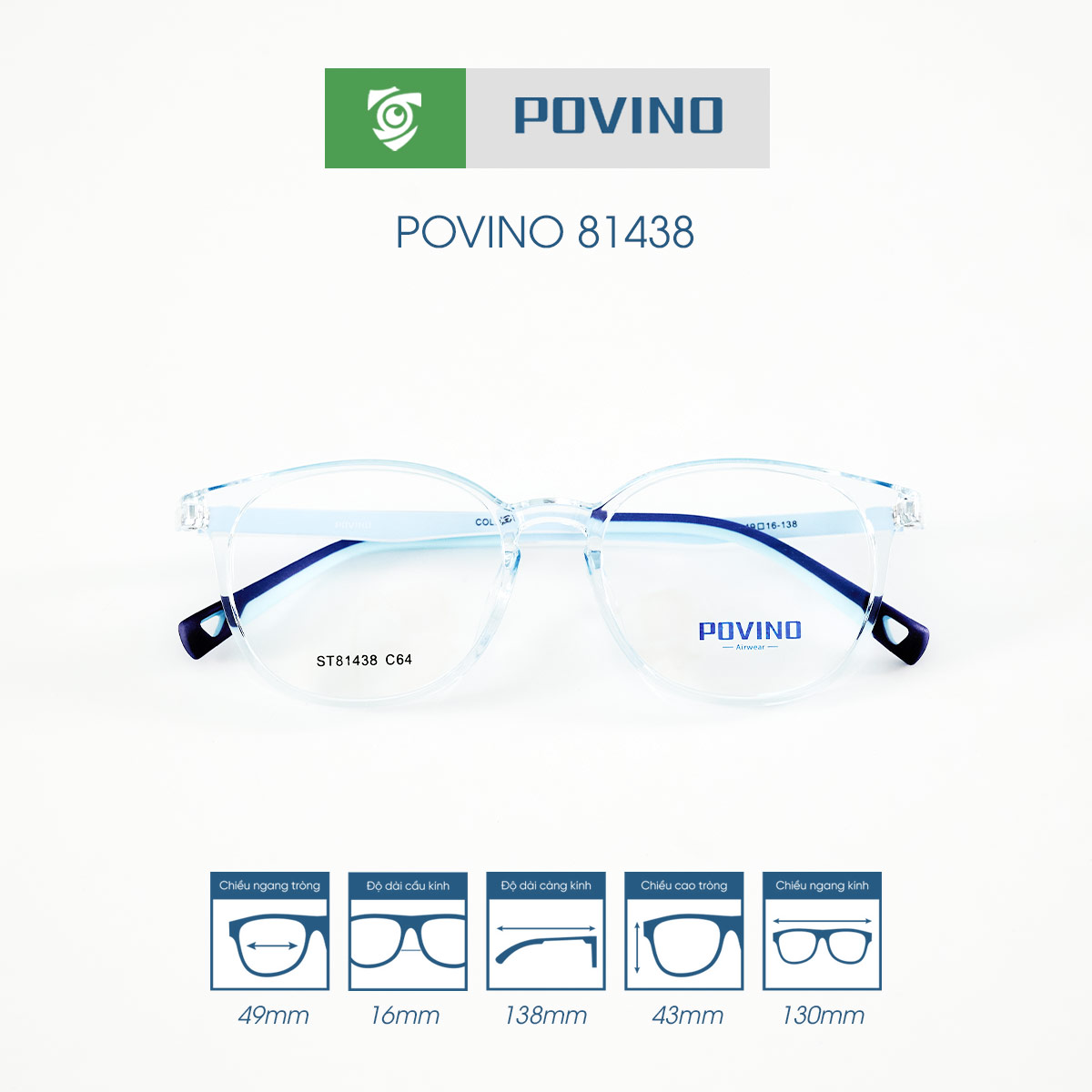 Gọng kính POVINO PO81438 - Ảnh 6