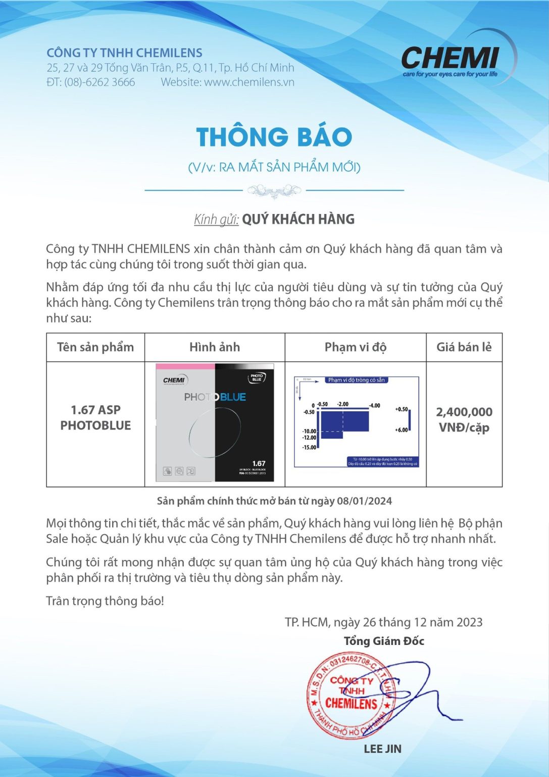Tròng kính đổi màu kiểm soát ánh sáng xanh - Chemi 1.67 ASP PhotoBlue - Ảnh 5