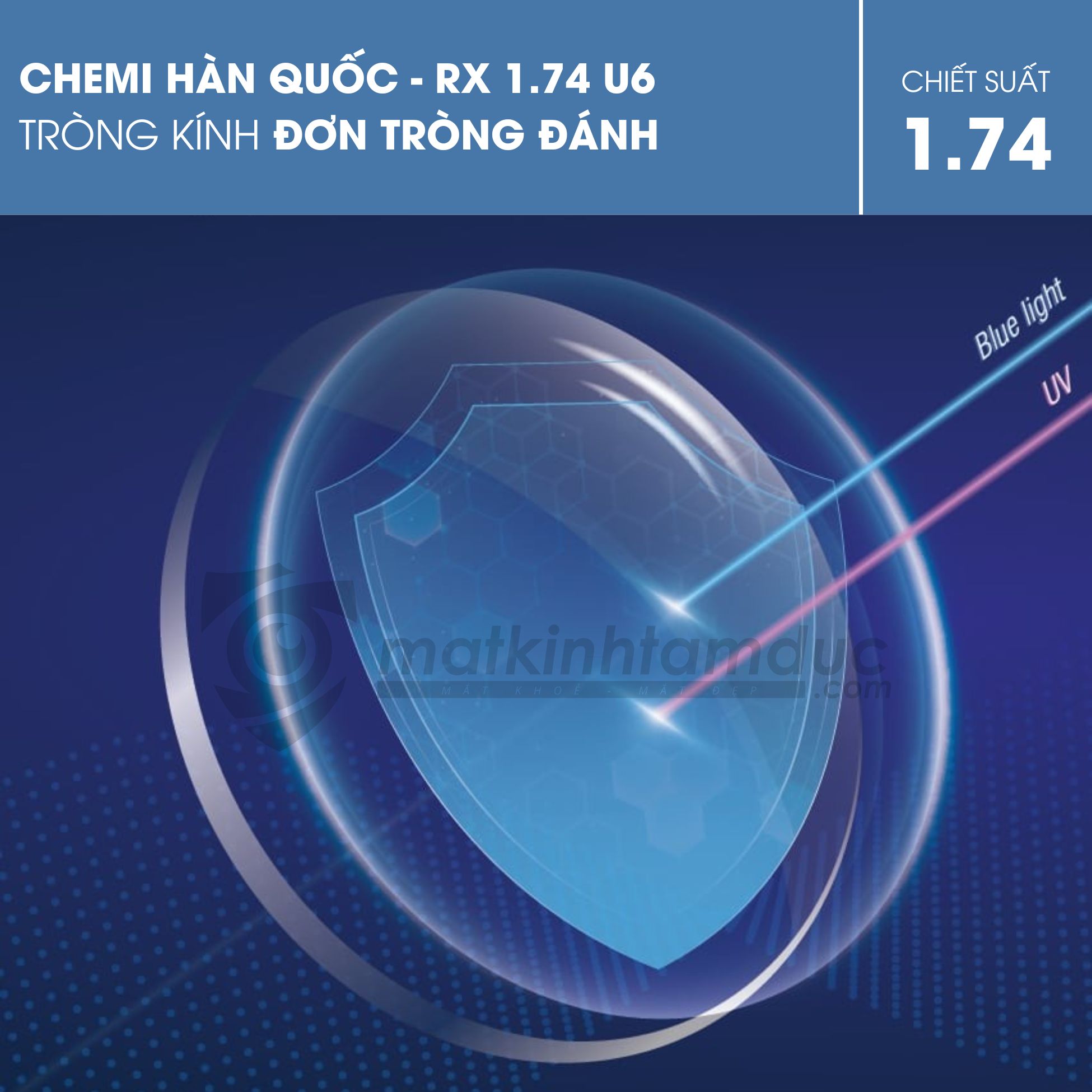 Tròng kính Đơn tròng đánh Chemi RX 1.74 ASP U6 - Ảnh 2