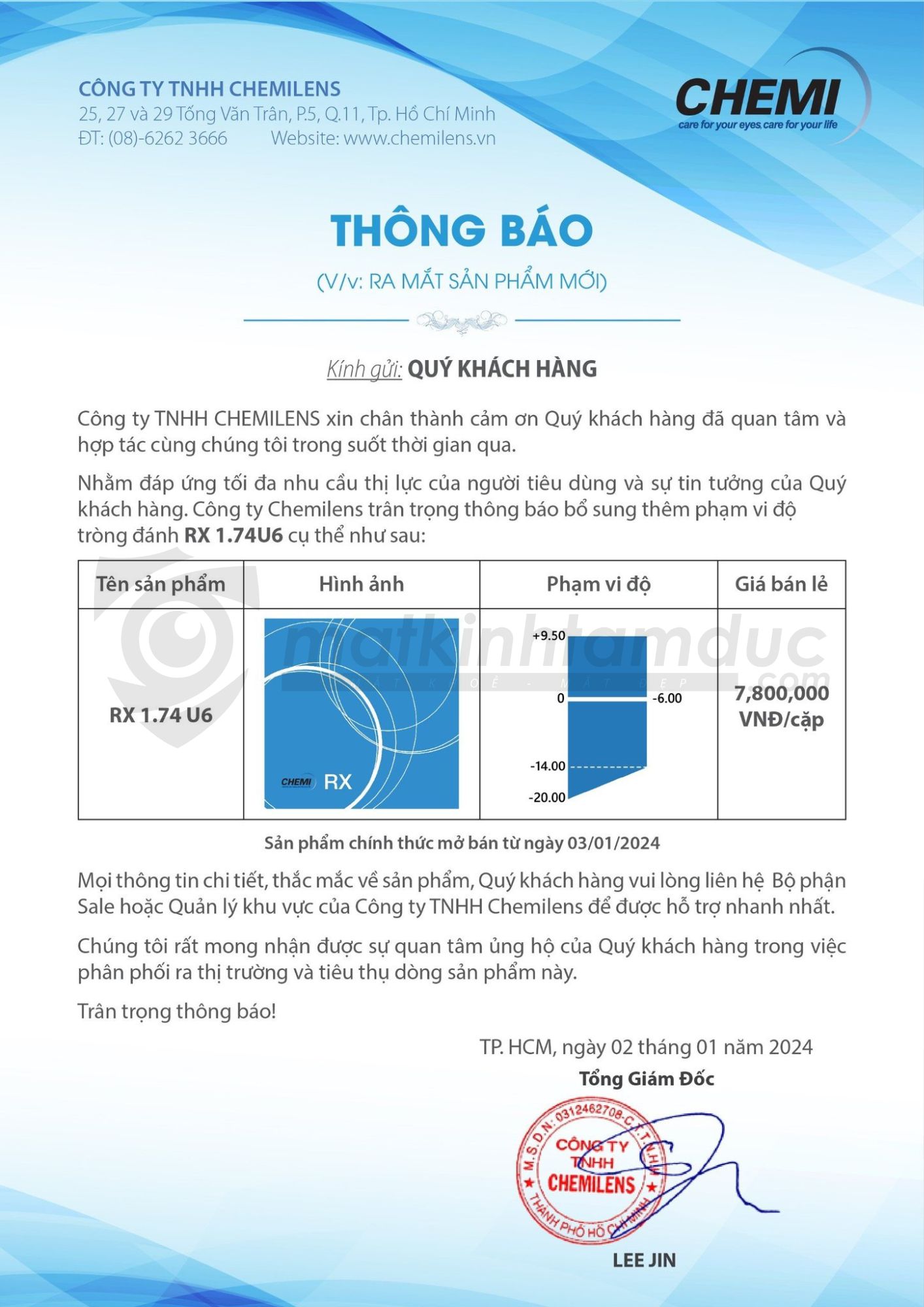 Tròng kính Đơn tròng đánh Chemi RX 1.74 ASP U6 - Ảnh 3