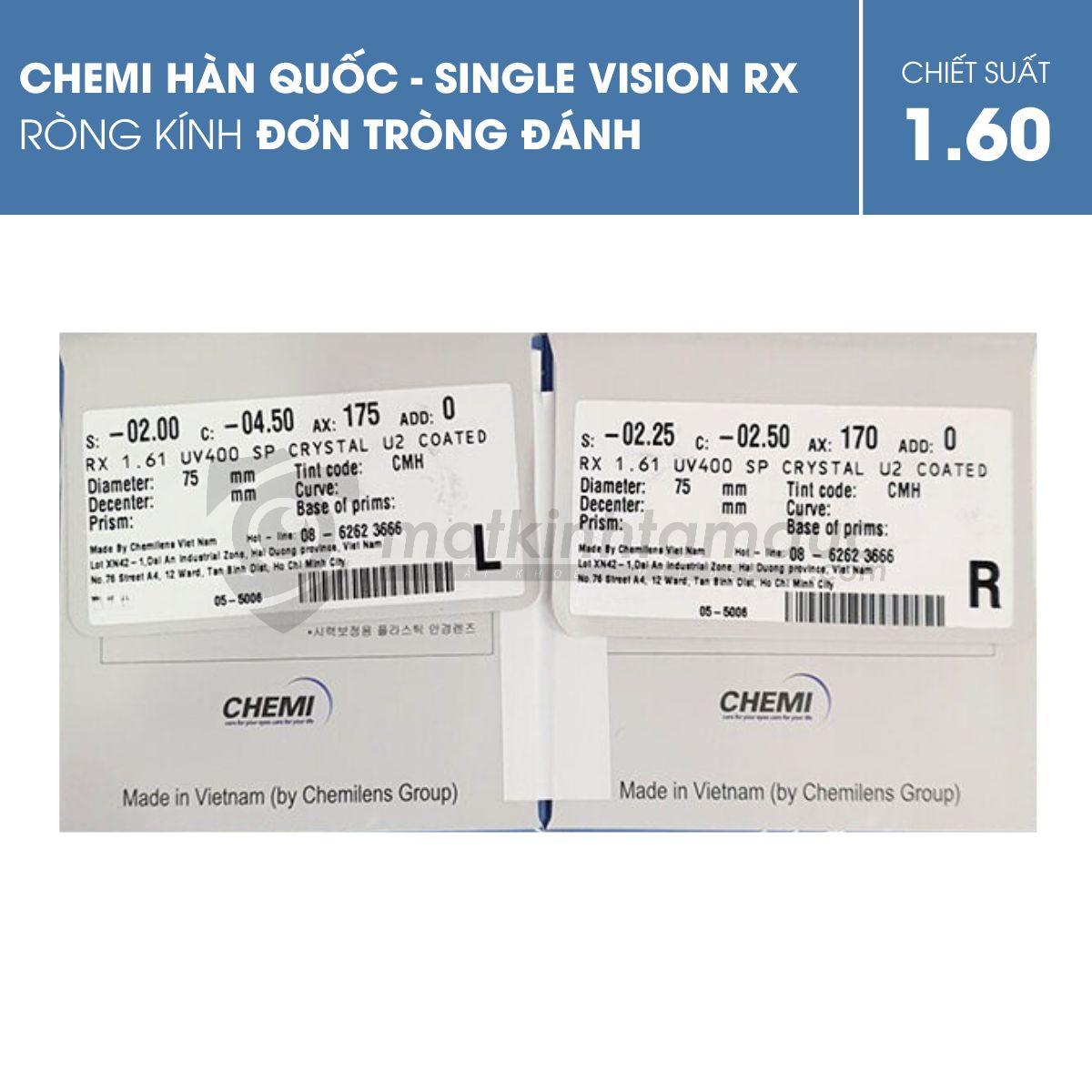 Tròng kính Đơn tròng đánh Chemi Single Vision Lens - Ảnh 3