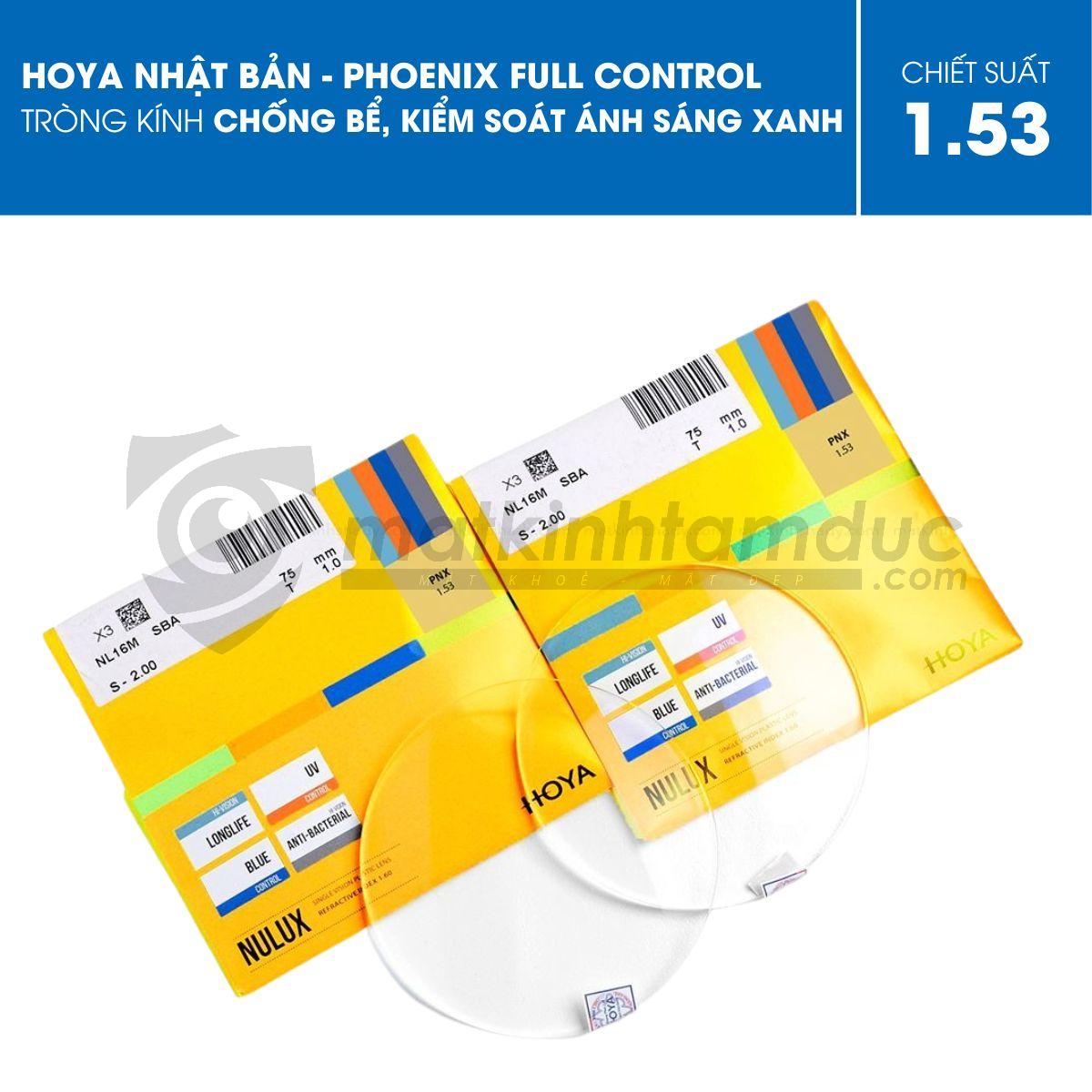 Tròng Kính Chống Bể HOYA Phoenix Full Control 1.53 Trivex