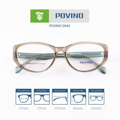 Gọng kính POVINO PO0949 gấp gọng nâu