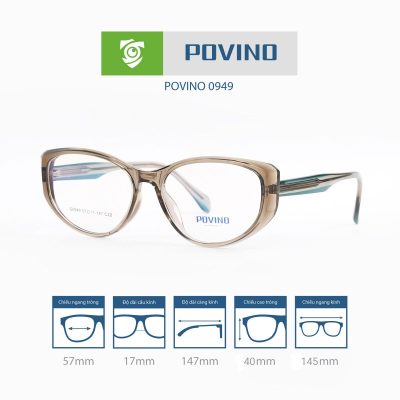 Gọng kính POVINO PO0949 mặt trước nâu