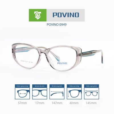 Gọng kính POVINO PO0949 mặt bên xám
