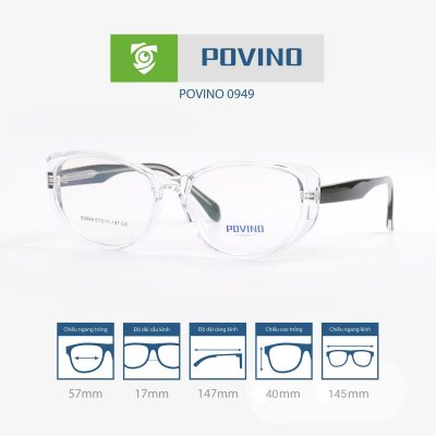 Gọng kính POVINO PO0949 mặt bên trắng