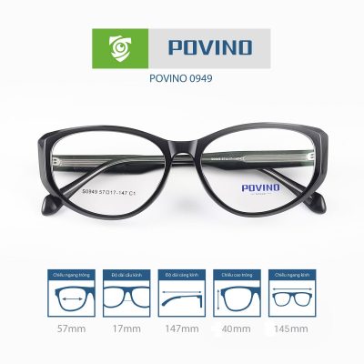 Gọng kính POVINO PO0949 gấp gọng đen