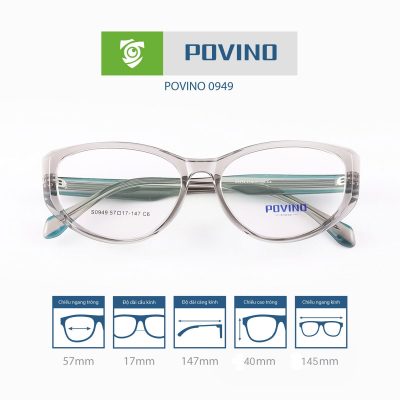 Gọng kính POVINO PO0949 gấp gọng xám