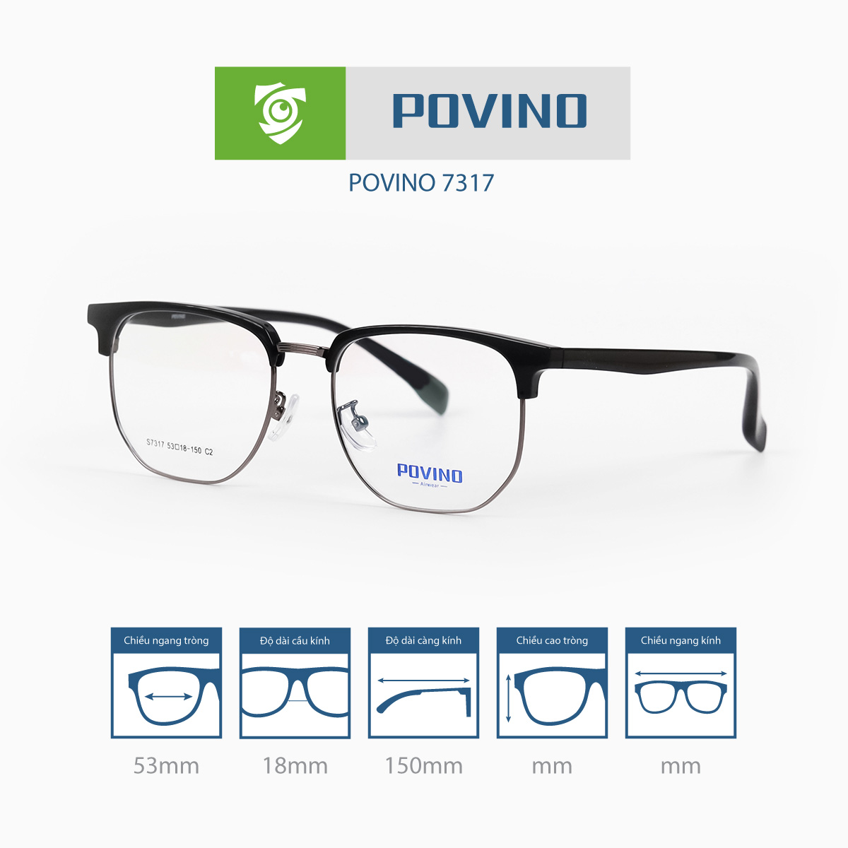 Gọng kính POVINO PO7317 - Ảnh 11