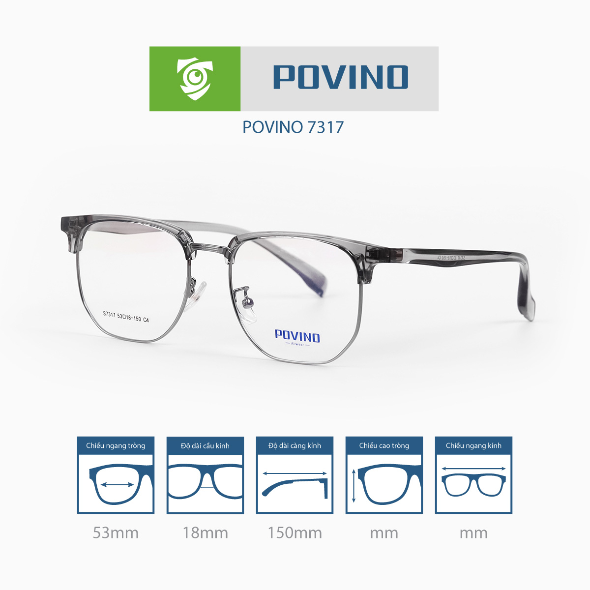 Gọng kính POVINO PO7317 - Ảnh 5