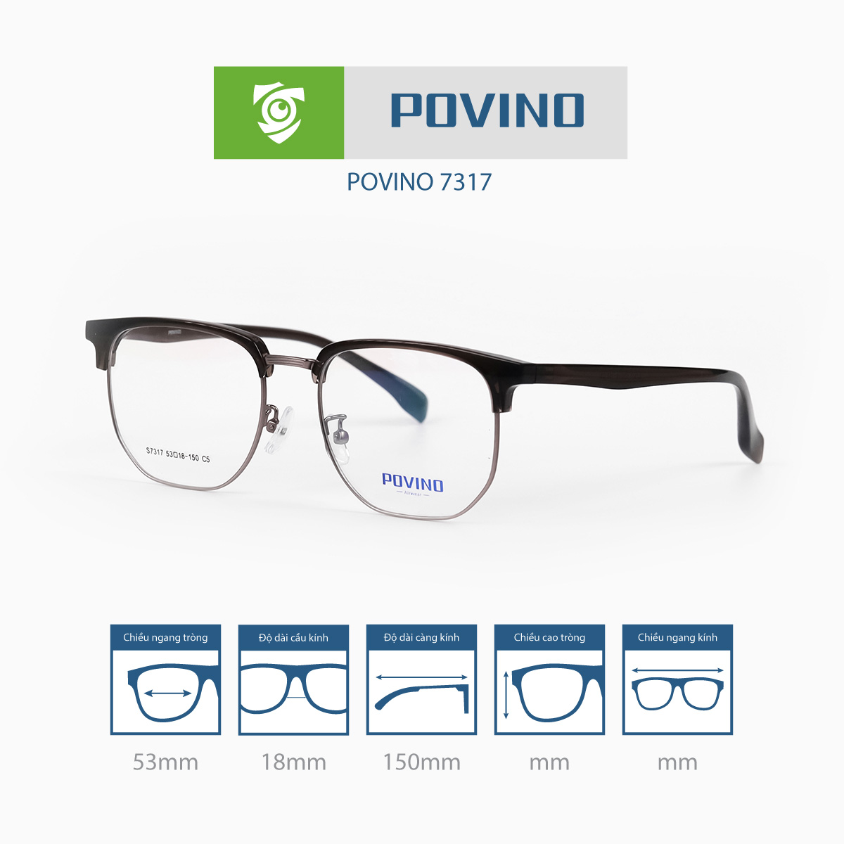 Gọng kính POVINO PO7317 - Ảnh 3