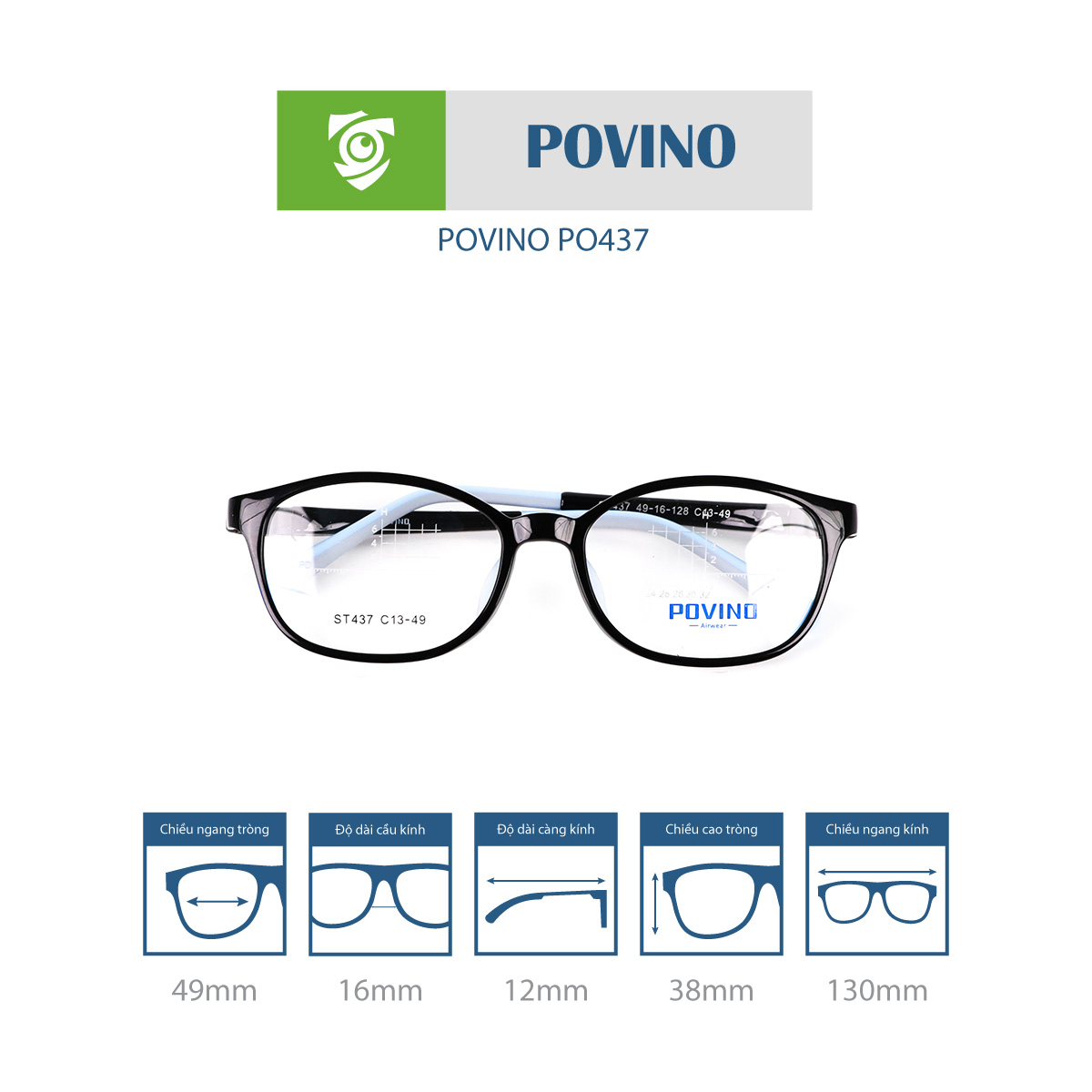 Gọng kính trẻ em POVINO PO437