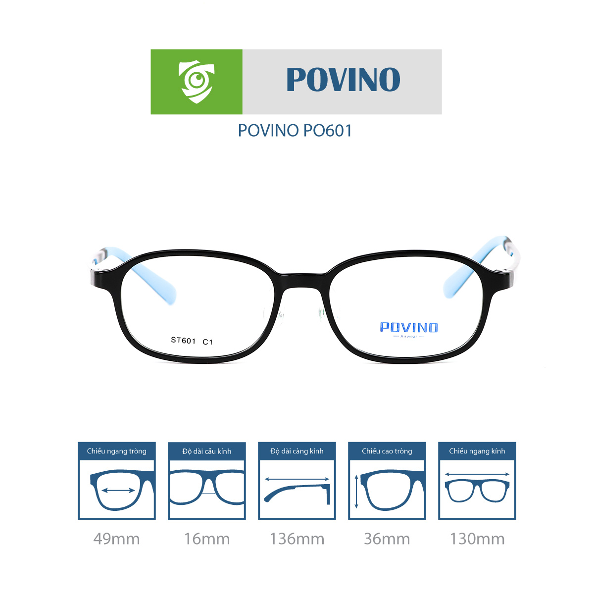 Gọng kính trẻ em POVINO PO601