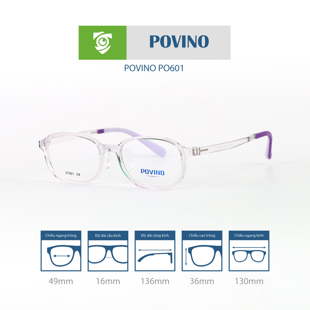 Gọng kính trẻ em POVINO PO601