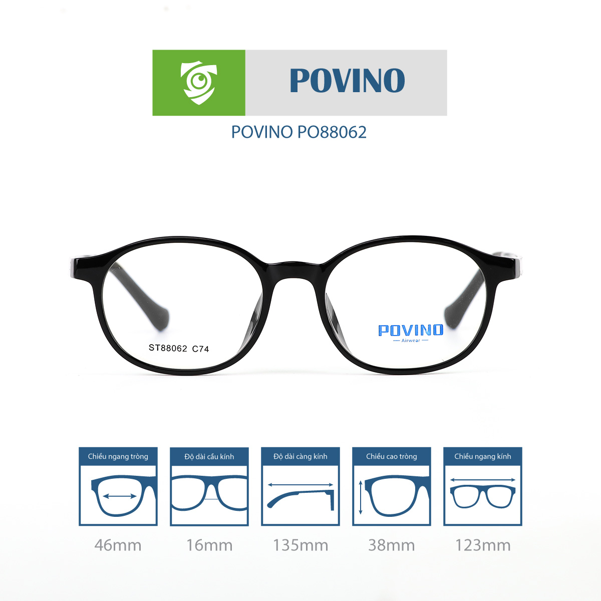 Gọng kính trẻ em POVINO PO88062 - Ảnh 1